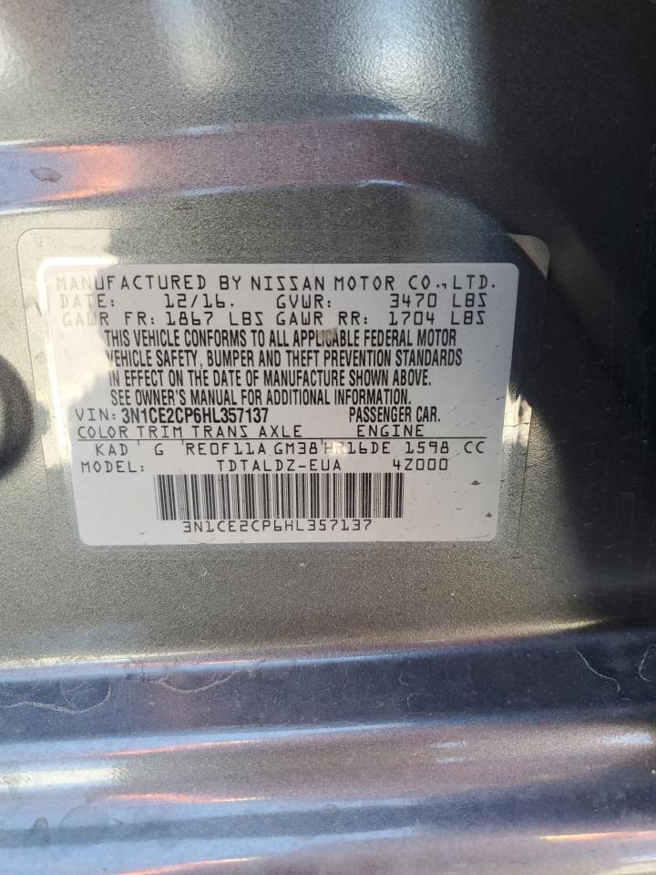 2017 Nissan Versa Note S VIN: 3N1CE2CP6HL357137 Lot: 56038355