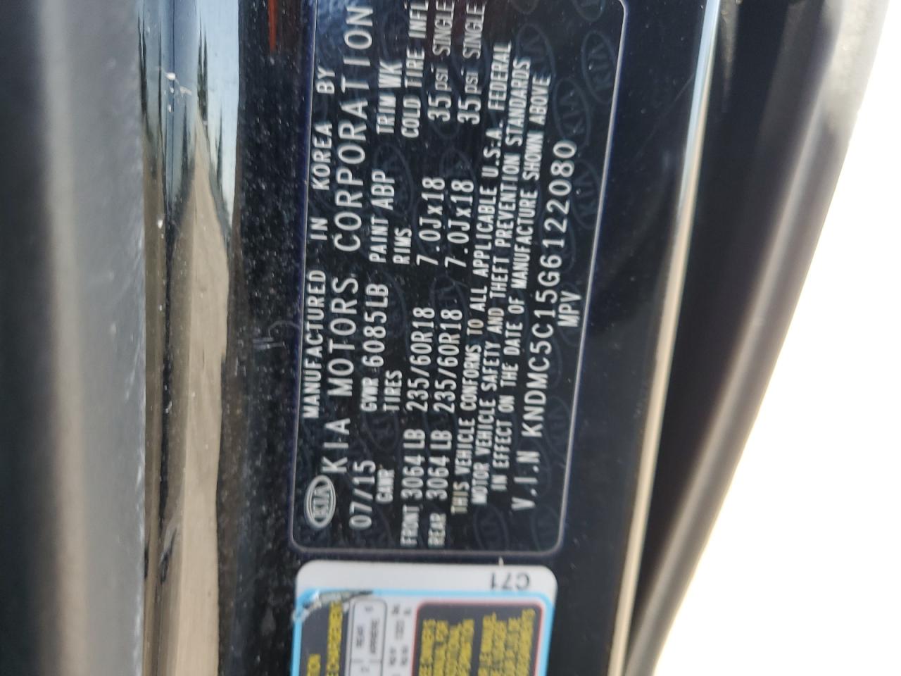 2016 Kia Sedona Ex VIN: KNDMC5C15G6122080 Lot: 56371855