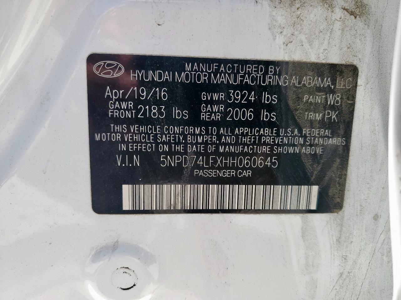 2017 Hyundai Elantra Se VIN: 5NPD74LFXHH060645 Lot: 56708135