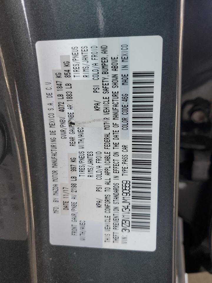 2018 Mazda 3 Touring VIN: 3MZBN1V34JM190559 Lot: 57168605