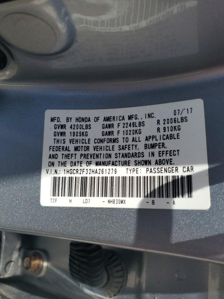 2017 Honda Accord Lx VIN: 1HGCR2F32HA261279 Lot: 58513795