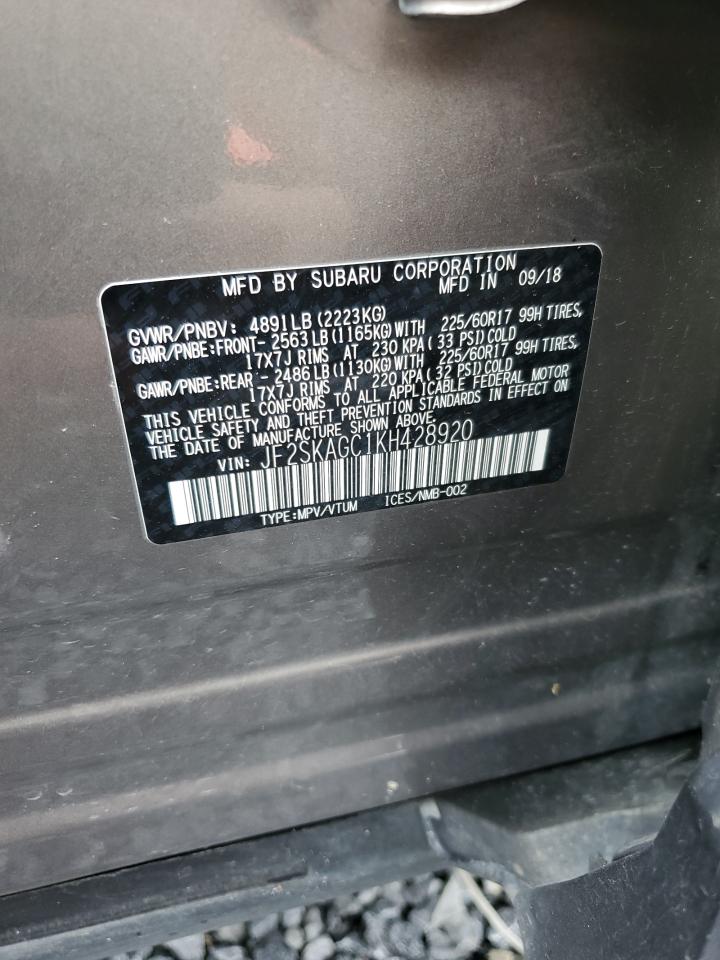 2019 Subaru Forester Premium VIN: JF2SKAGC1KH428920 Lot: 56572415