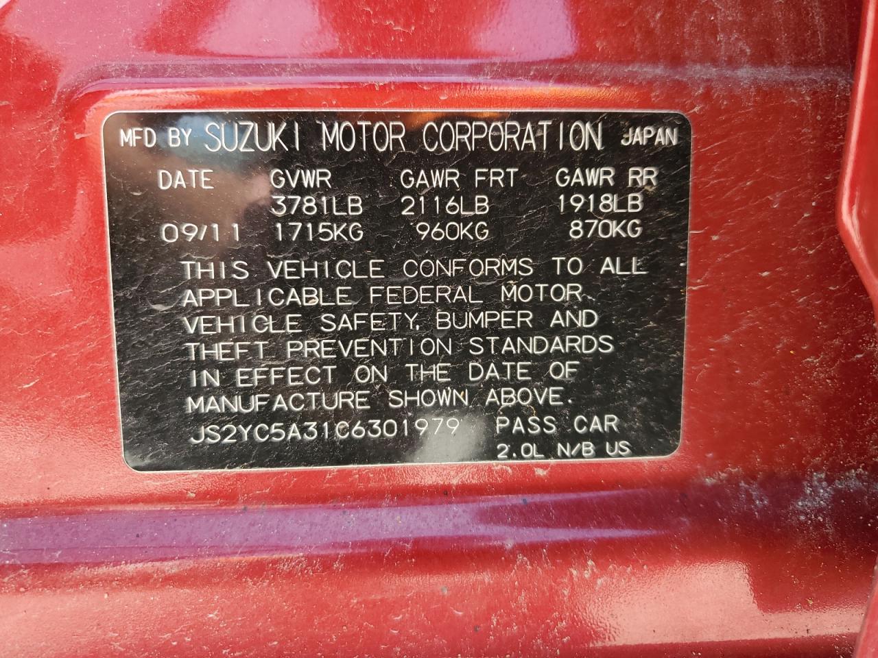 2012 Suzuki Sx4 Le VIN: JS2YC5A31C6301979 Lot: 56027745