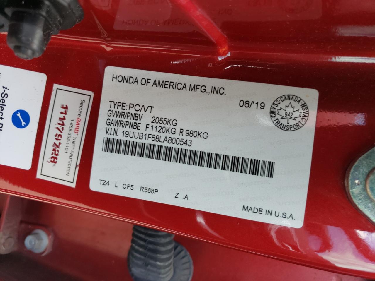 2020 Acura Tlx Technology VIN: 19UUB1F68LA800543 Lot: 58351955