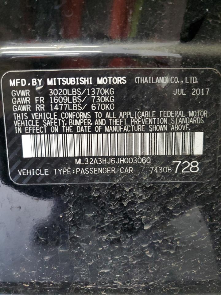 2018 Mitsubishi Mirage Es VIN: ML32A3HJ6JH003060 Lot: 56691635