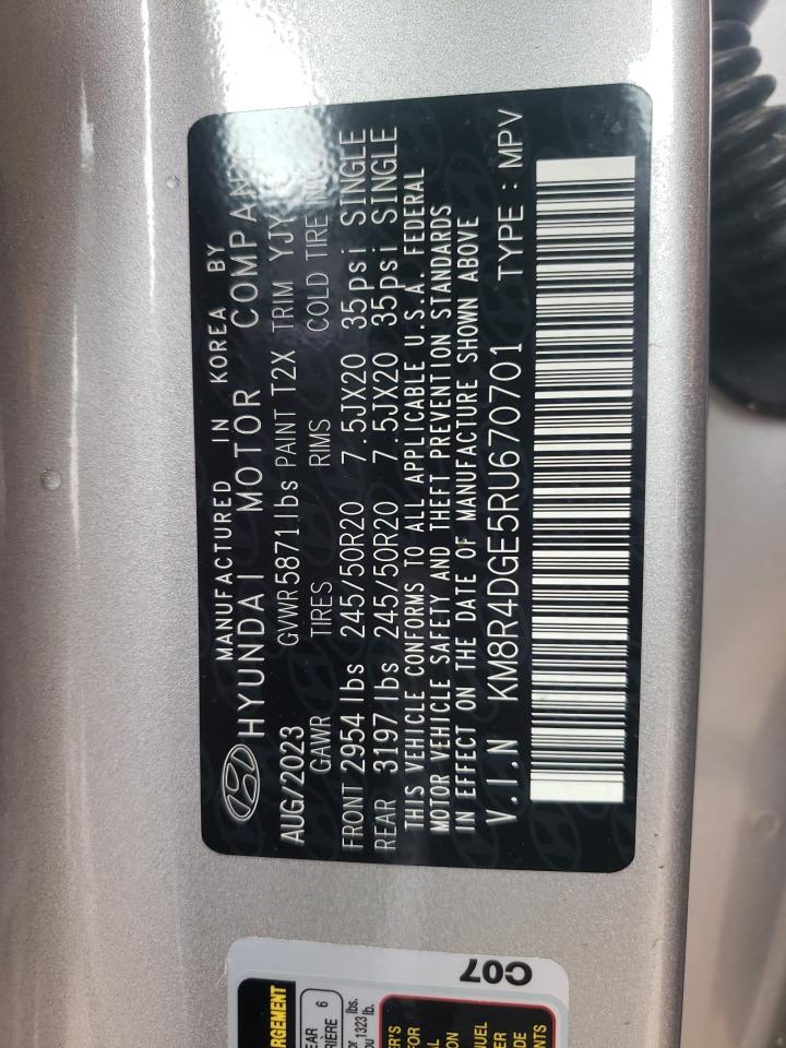 2024 Hyundai Palisade Sel Premium VIN: KM8R4DGE5RU670701 Lot: 56226745