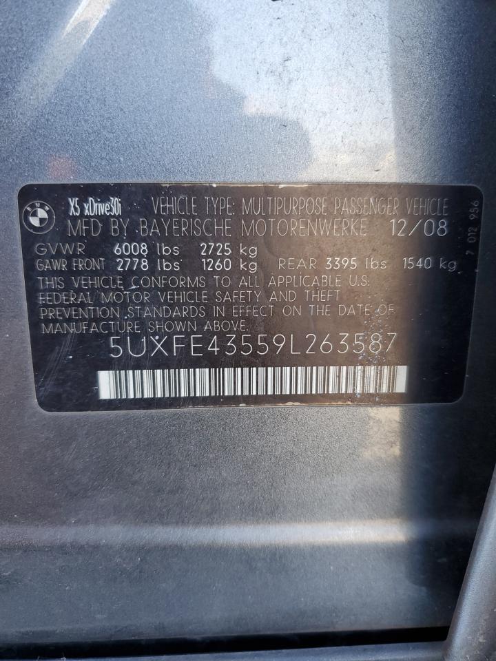 2009 BMW X5 xDrive30I VIN: 5UXFE43559L263587 Lot: 58329565