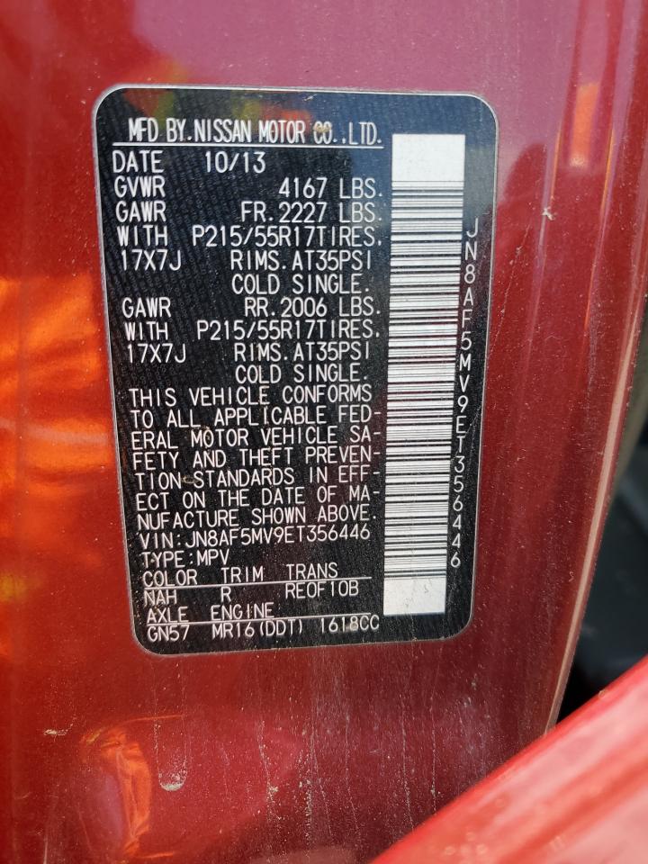 2014 Nissan Juke S VIN: JN8AF5MV9ET356446 Lot: 56576825