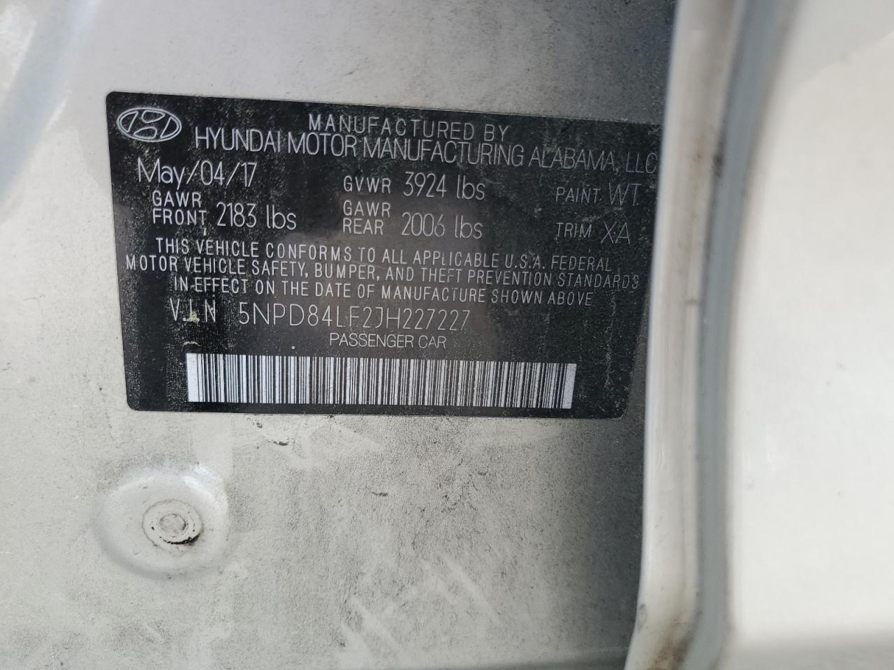 2018 Hyundai Elantra Sel VIN: 5NPD84LF2JH227227 Lot: 55559065