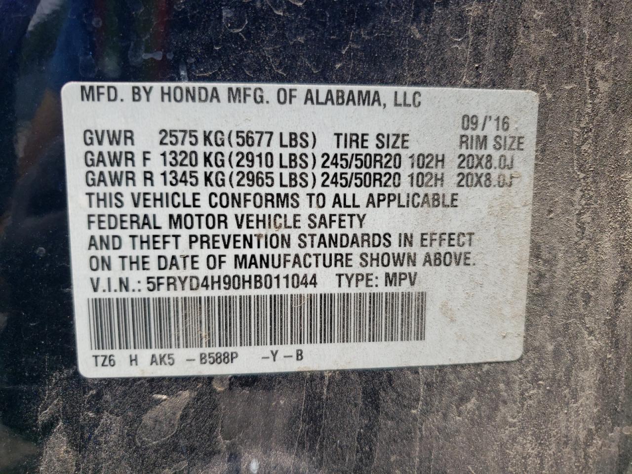 2017 Acura Mdx Advance VIN: 5FRYD4H90HB011044 Lot: 55206385