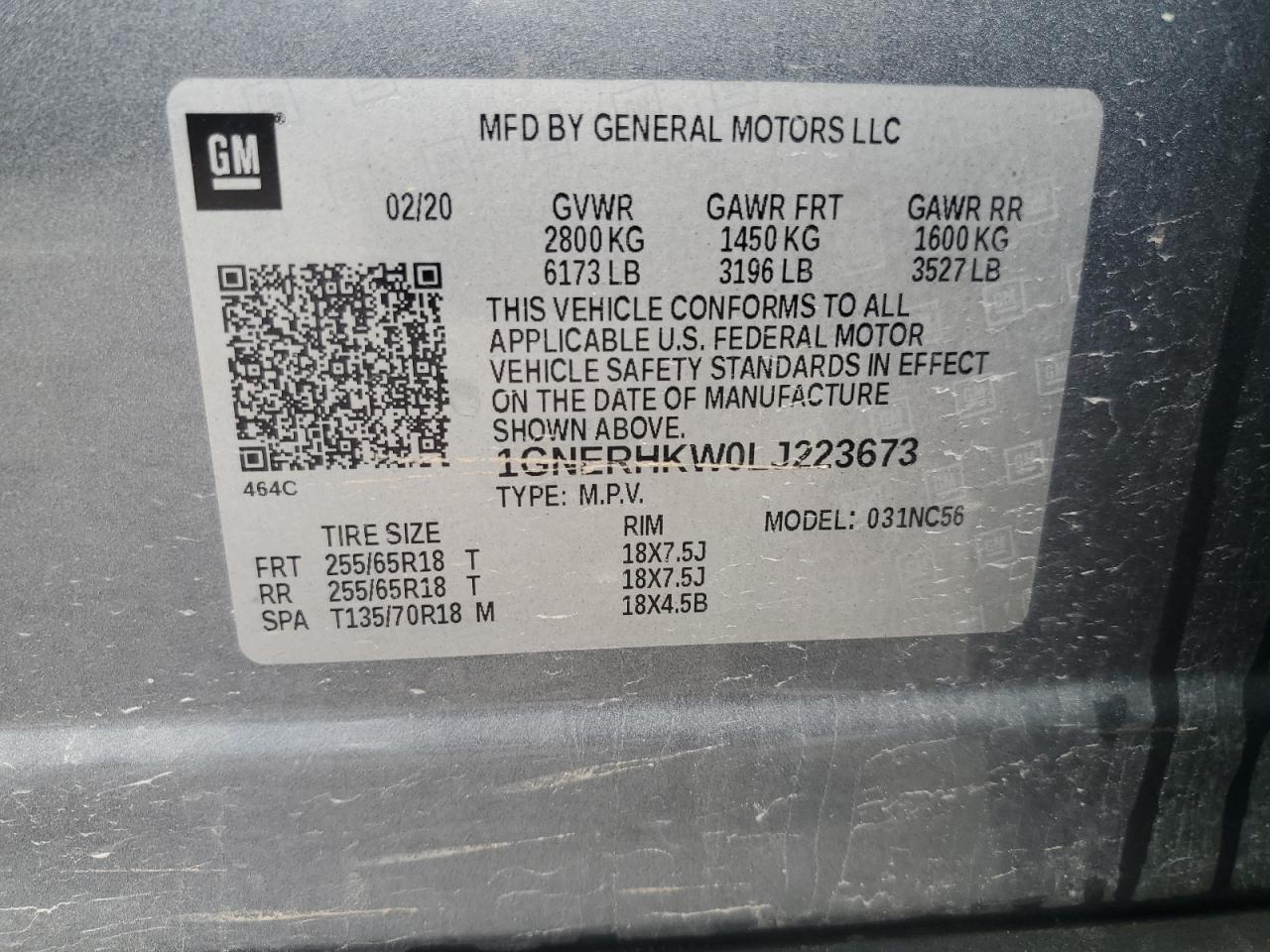 2020 Chevrolet Traverse Lt VIN: 1GNERHKW0LJ223673 Lot: 56749085