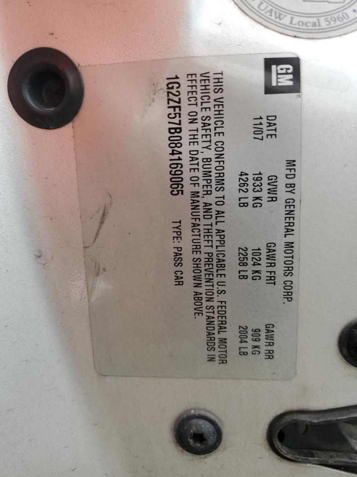 2008 Pontiac G6 Value Leader VIN: 1G2ZF57B084169065 Lot: 57405705