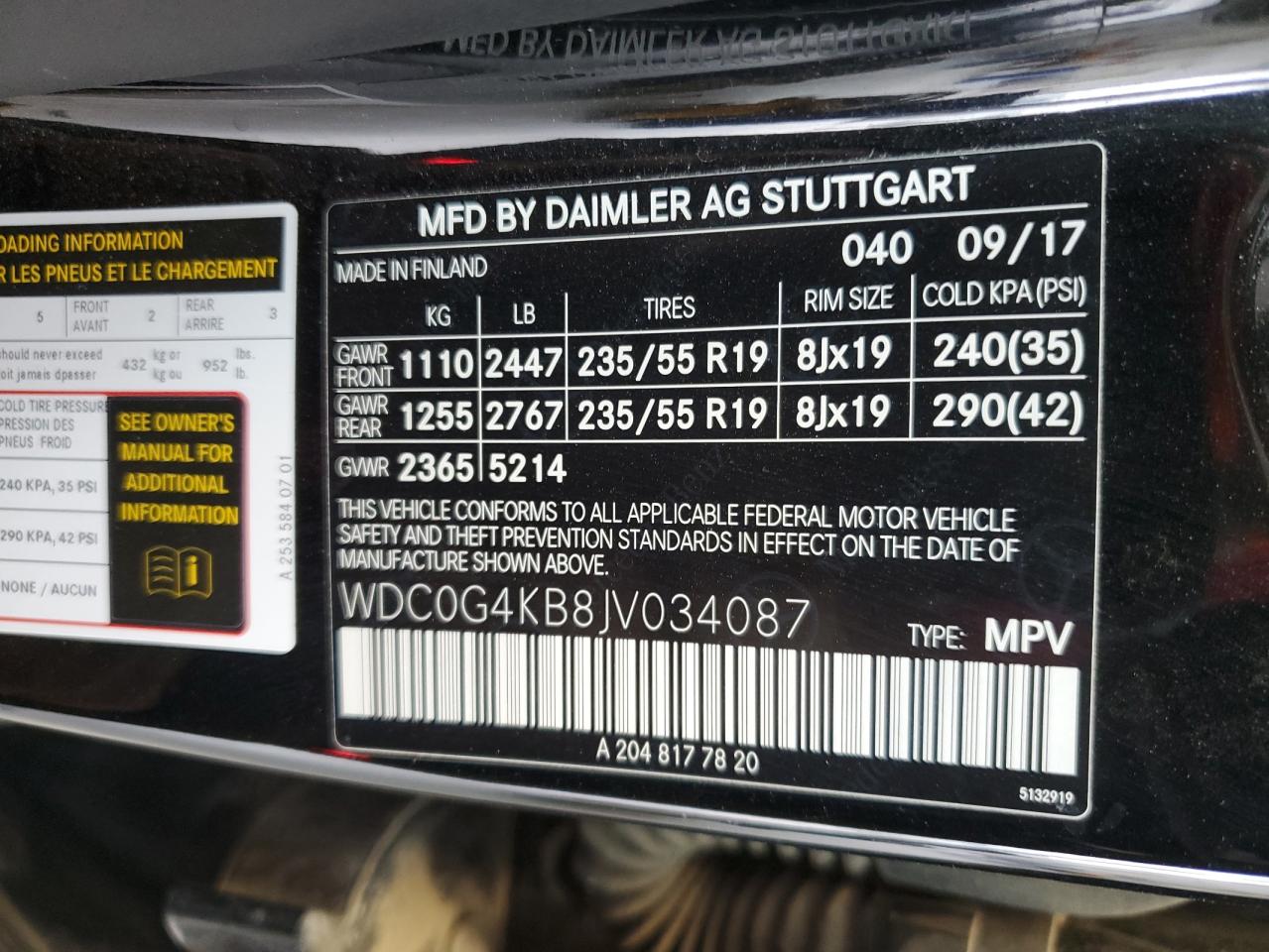 2018 Mercedes-Benz Glc 300 4Matic VIN: WDC0G4KB8JV034087 Lot: 56689655