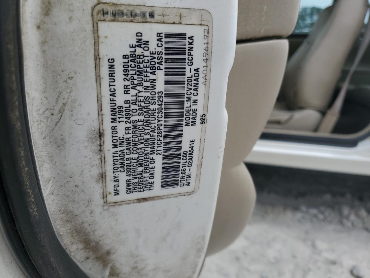 2000 Toyota Camry Solara Se VIN: 2T1CF28P0YC304293 Lot: 57431055