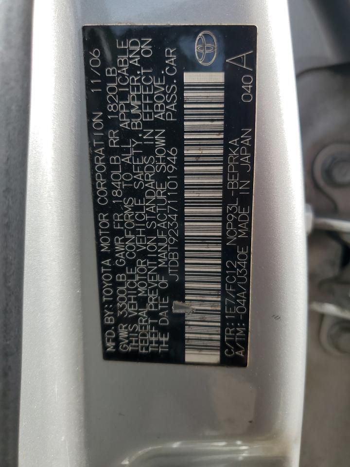 2007 Toyota Yaris VIN: JTDBT923471101946 Lot: 56971855