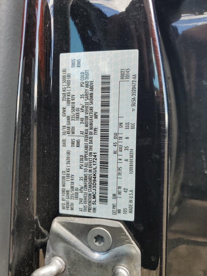 2019 Lincoln Mkc Reserve VIN: 5LMCJ3D94KUL17241 Lot: 58430735