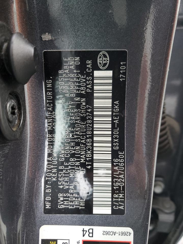2008 Toyota Avalon Xl VIN: 4T1BK36B18U283747 Lot: 57152965