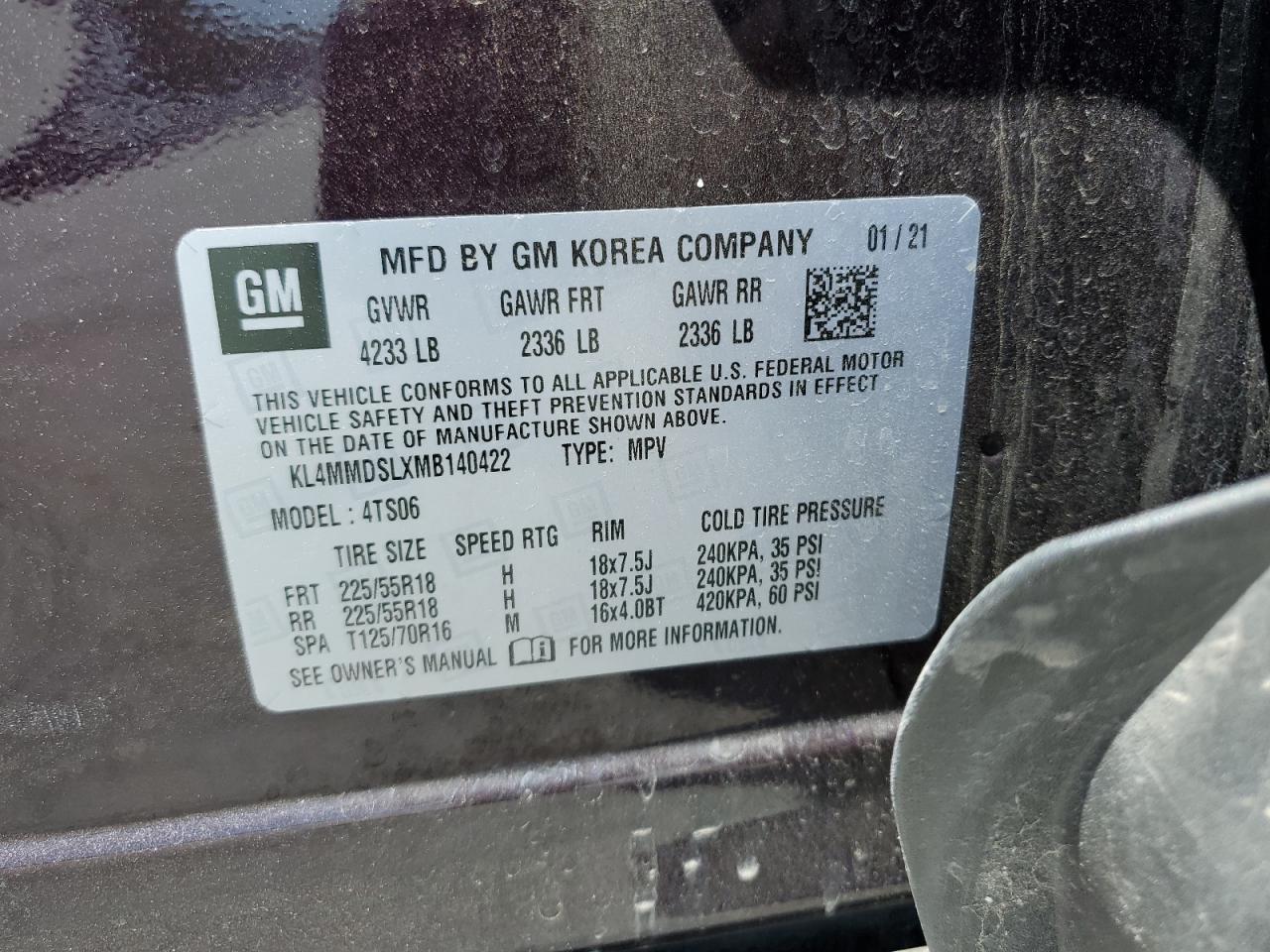 2021 Buick Encore Gx Select VIN: KL4MMDSLXMB140422 Lot: 57485335