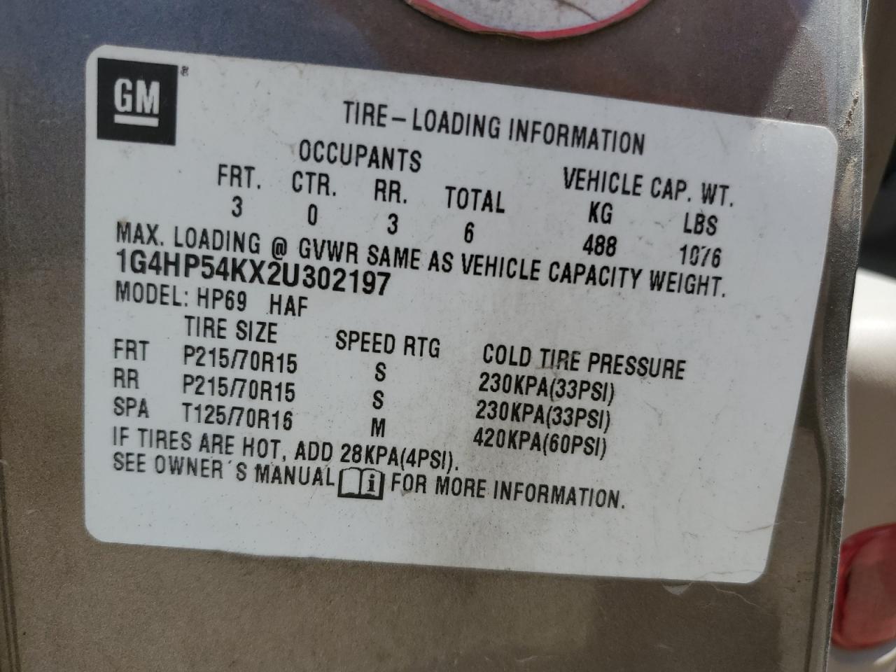 2002 Buick Lesabre Custom VIN: 1G4HP54KX2U302197 Lot: 56894275