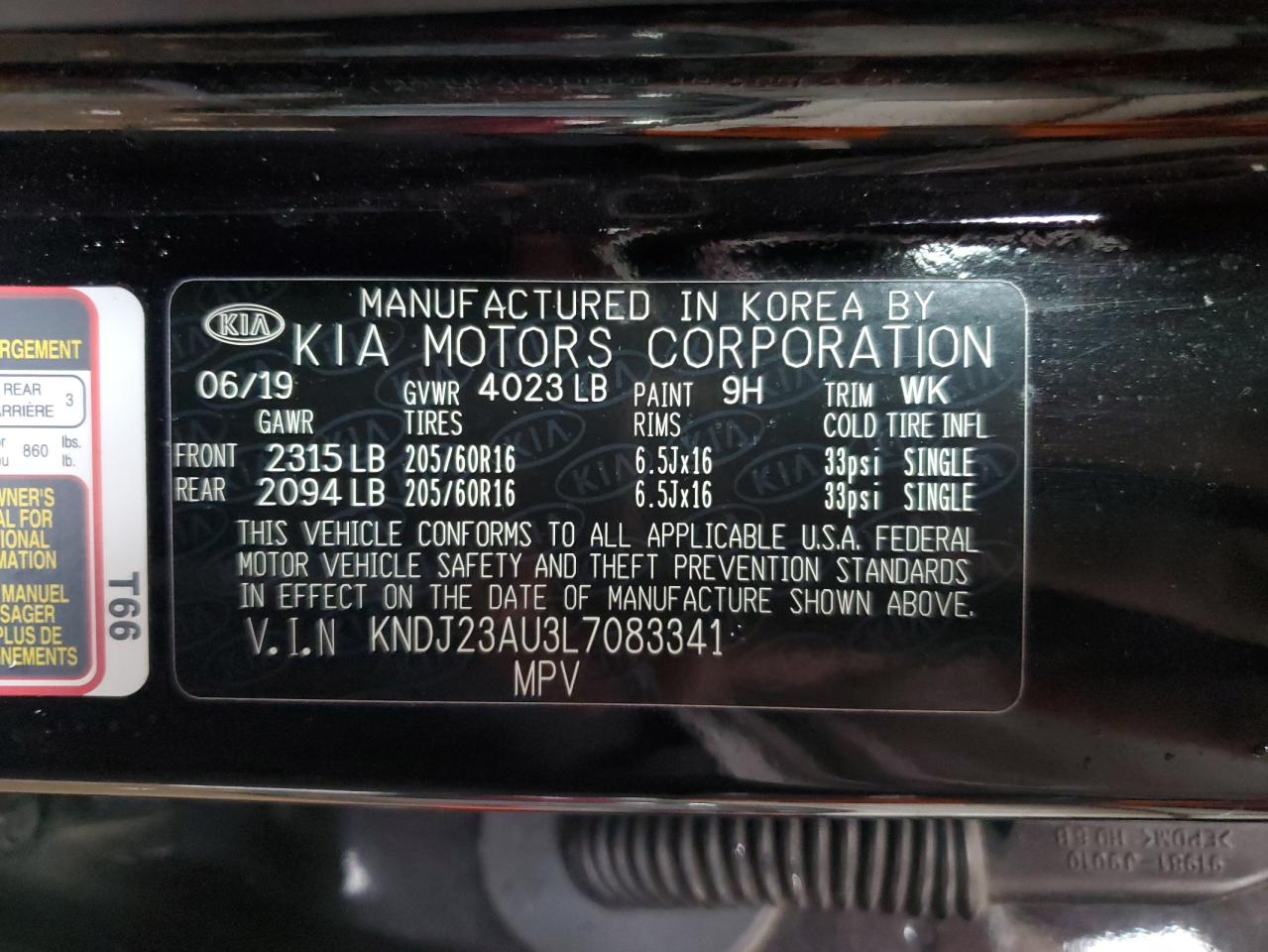 2020 Kia Soul Lx VIN: KNDJ23AU3L7083341 Lot: 56850605