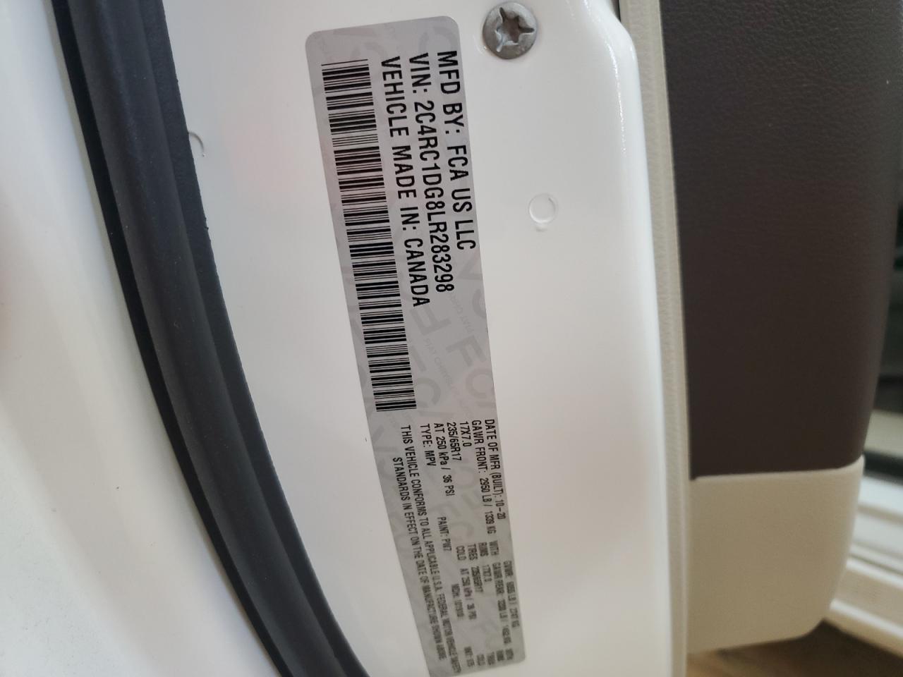 2020 Chrysler Voyager Lxi VIN: 2C4RC1DG8LR283298 Lot: 58198705