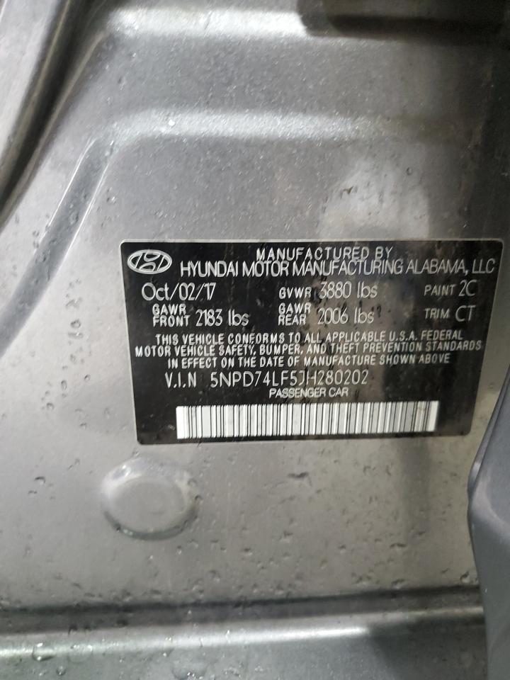 2018 Hyundai Elantra Se VIN: 5NPD74LF5JH280202 Lot: 58892695