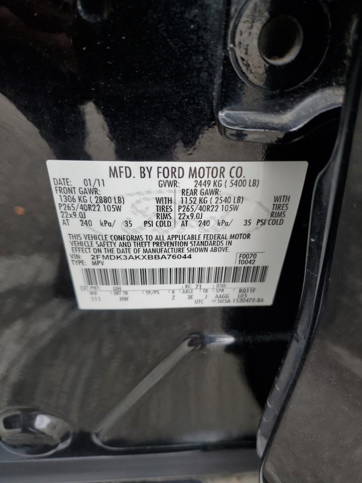 2011 Ford Edge Sport VIN: 2FMDK3AKXBBA76044 Lot: 57052305