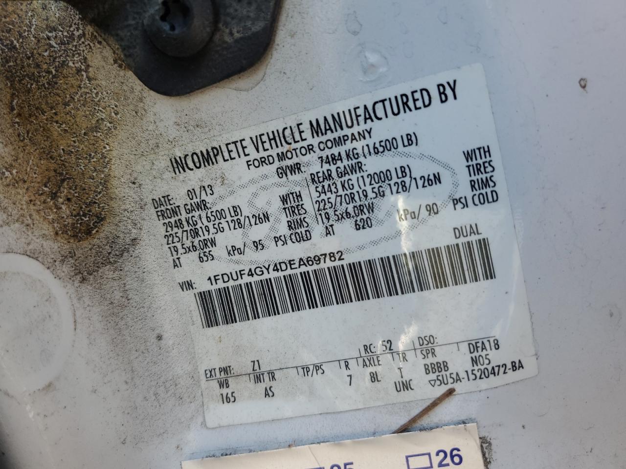 2013 Ford F450 Super Duty VIN: 1FDUF4GY4DEA69782 Lot: 55608345