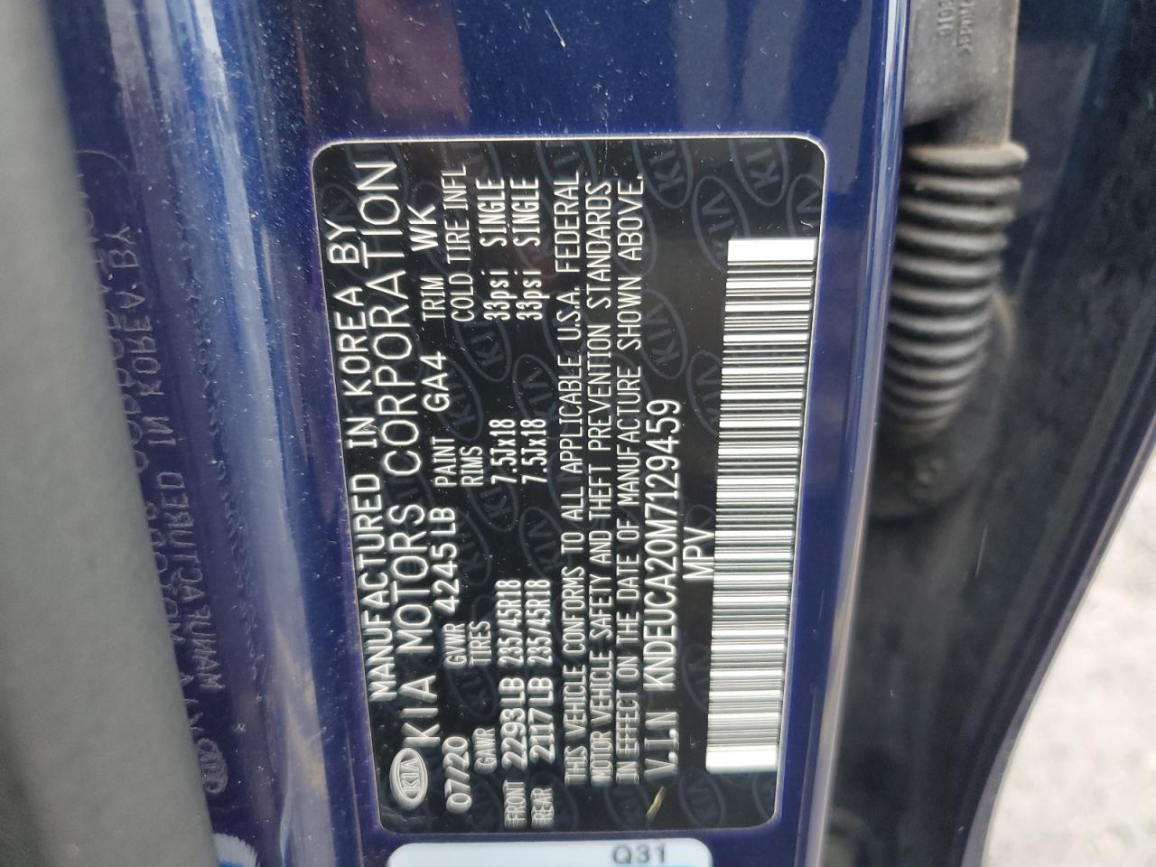2021 Kia Seltos S VIN: KNDEUCA20M7129459 Lot: 56697015