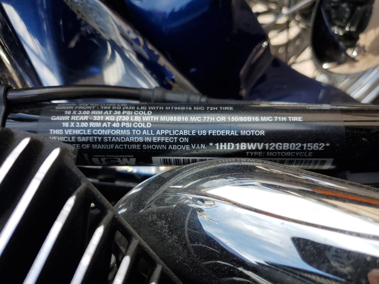 2016 Harley-Davidson Flstc Heritage Softail Classic VIN: 1HD1BWV12GB021562 Lot: 56925765