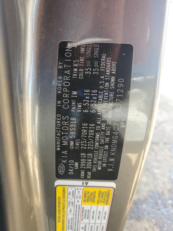 2011 Kia Sedona Lx VIN: KNDMG4C76B6371290 Lot: 56292655