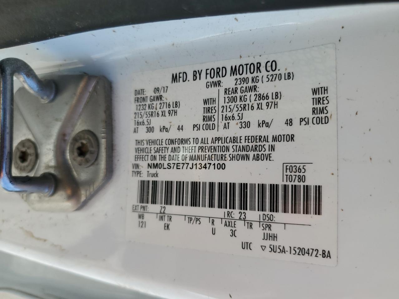 2018 Ford Transit Connect Xl VIN: NM0LS7E77J1347100 Lot: 57450785