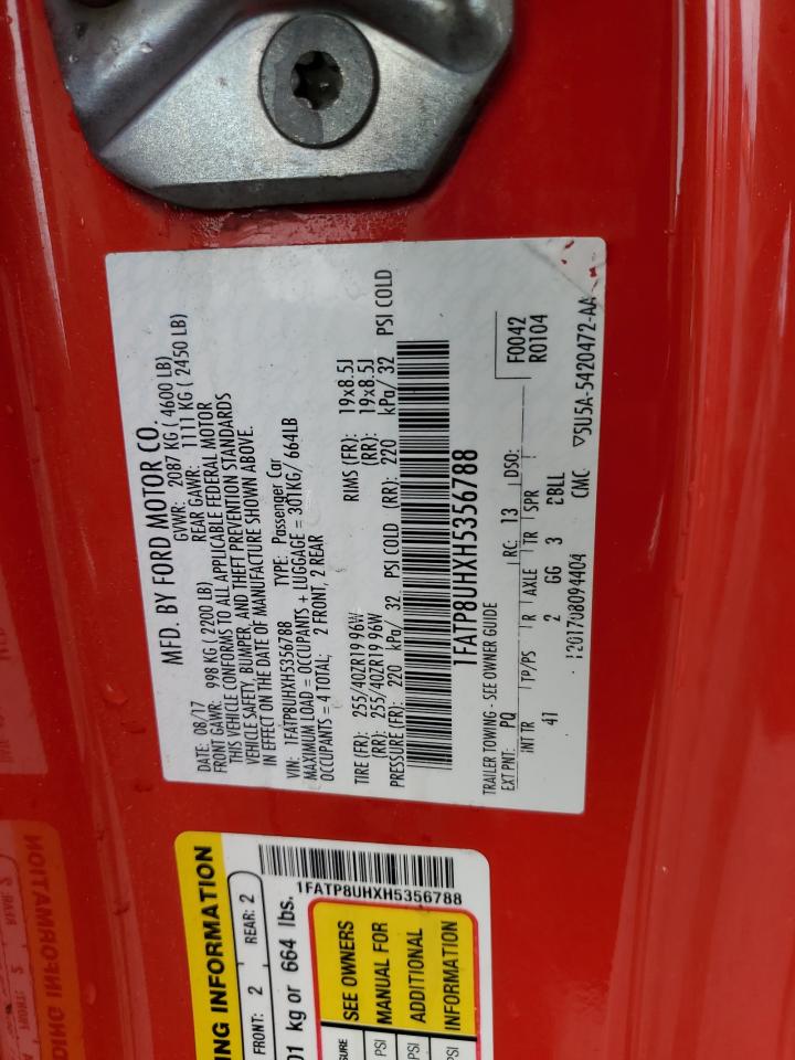 2017 Ford Mustang VIN: 1FATP8UHXH5356788 Lot: 56573865