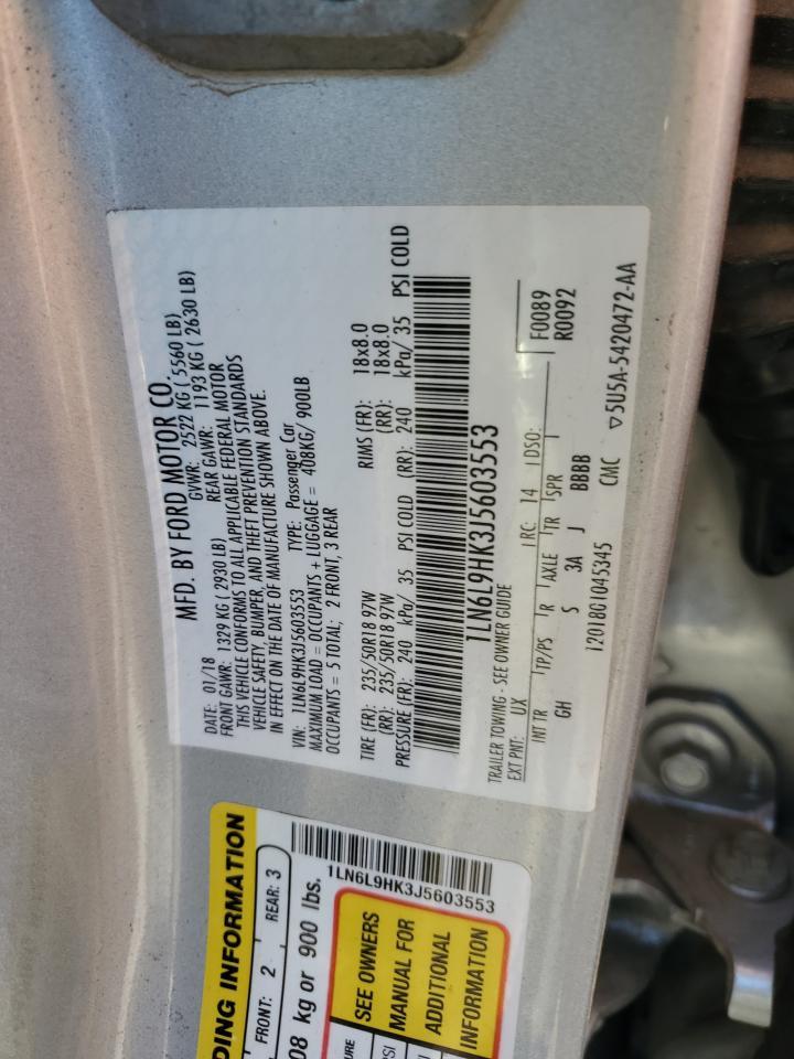 2018 Lincoln Continental VIN: 1LN6L9HK3J5603553 Lot: 56590325