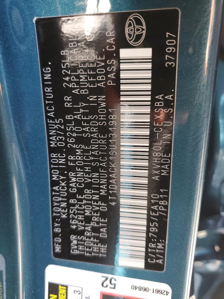 4T1DAACK1SU131981 TOYOTA CAMRY 2025