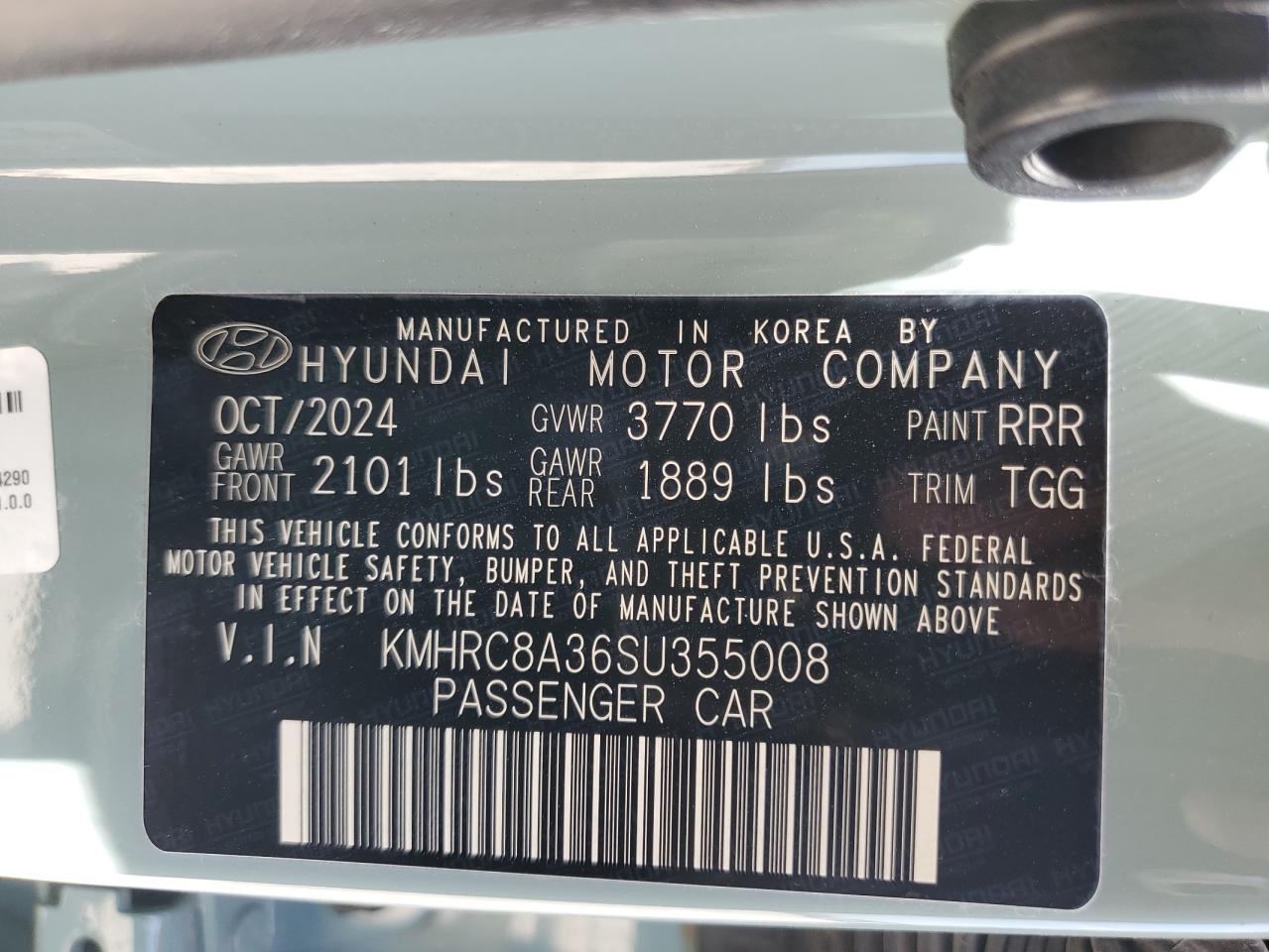 2025 Hyundai Venue Sel VIN: KMHRC8A36SU355008 Lot: 56978165