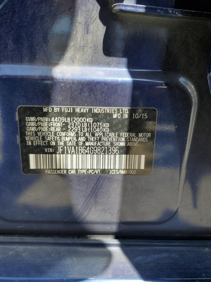 2016 Subaru Wrx VIN: JF1VA1B64G9821396 Lot: 57528535