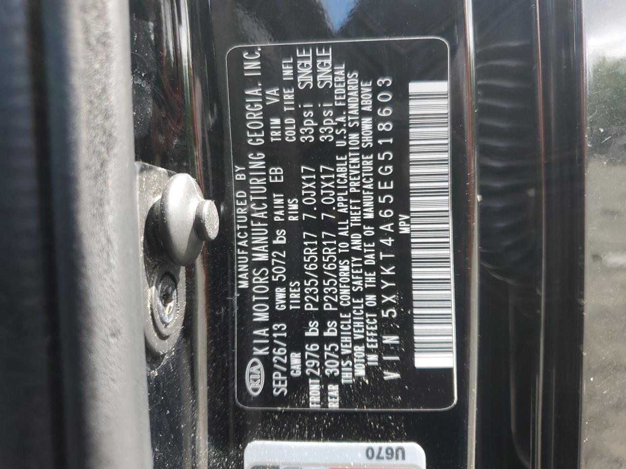 2014 Kia Sorento Lx VIN: 5XYKT4A65EG518603 Lot: 56699255