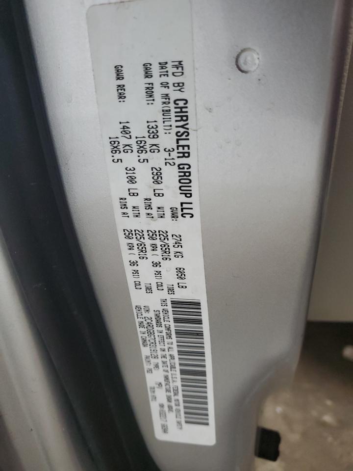 2012 Dodge Grand Caravan Se VIN: 2C4RDGBG7CR319128 Lot: 58797955