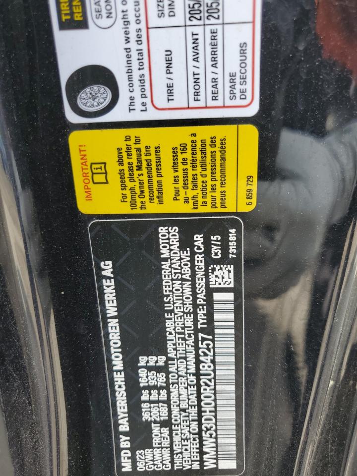 2024 Mini Cooper S VIN: WMW53DH00R2U84257 Lot: 56960705