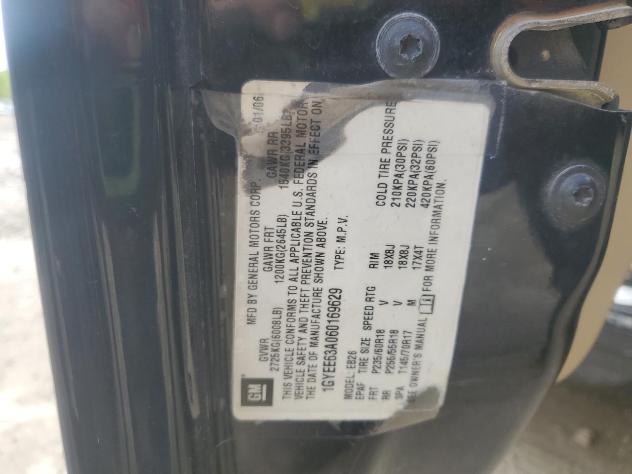 2006 Cadillac Srx VIN: 1GYEE63A060169629 Lot: 55265345