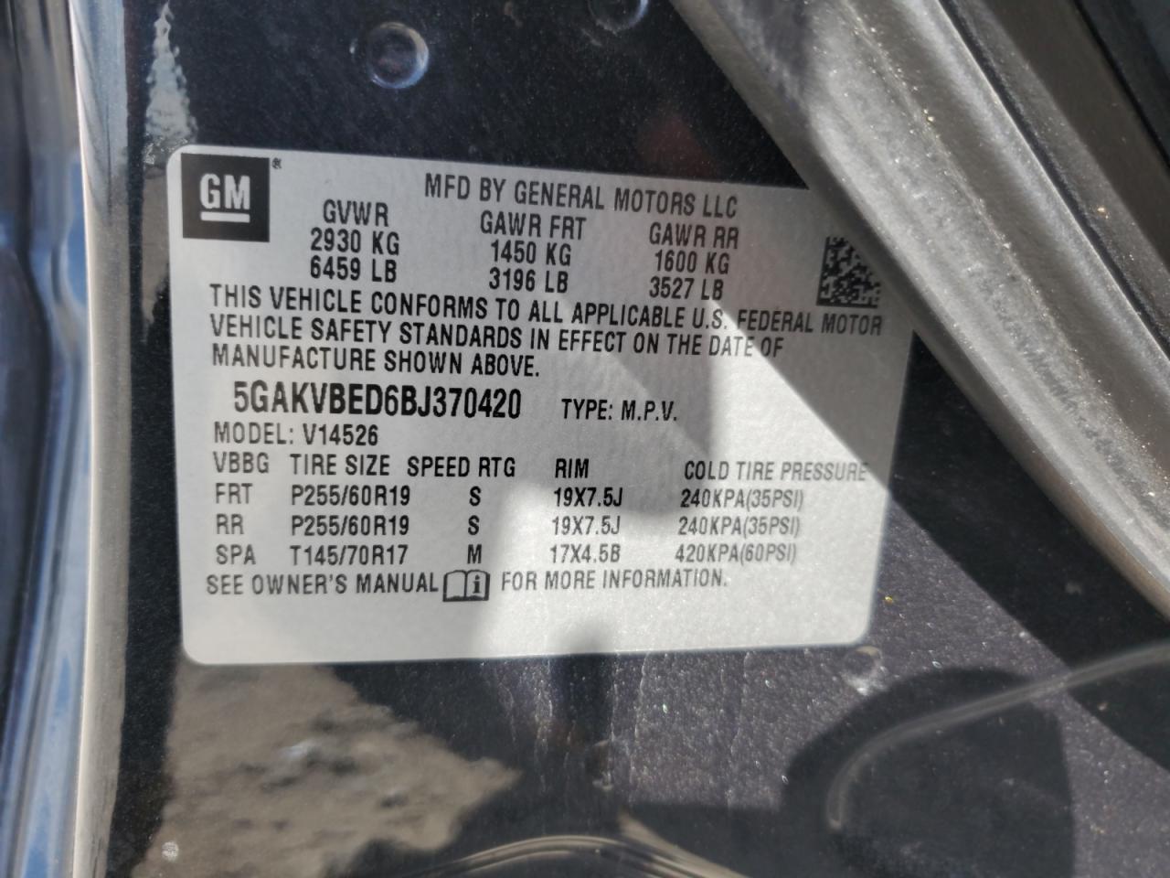 2011 Buick Enclave Cxl VIN: 5GAKVBED6BJ370420 Lot: 56846025