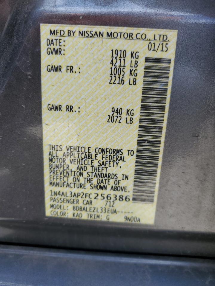 2015 Nissan Altima 2.5 VIN: 1N4AL3AP2FC256386 Lot: 56368525