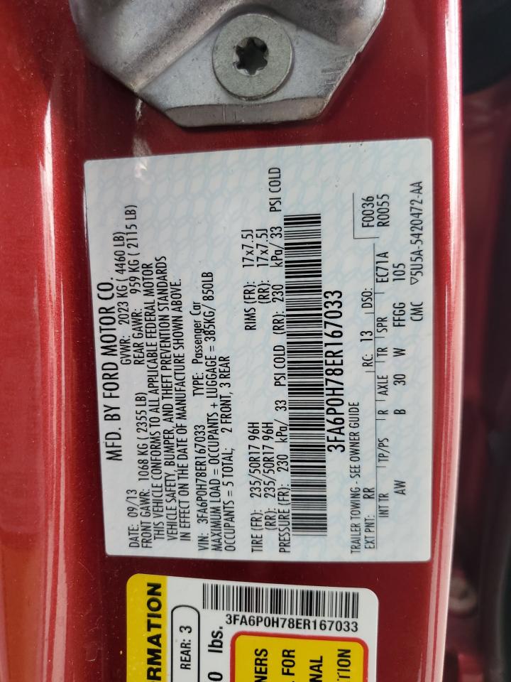 2014 Ford Fusion Se VIN: 3FA6P0H78ER167033 Lot: 56276015