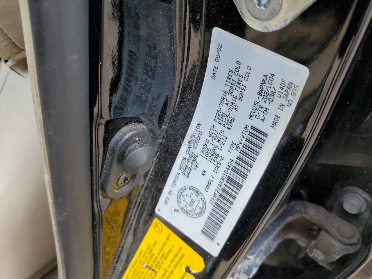 2003 Toyota Highlander Limited VIN: JTEHF21AX30104404 Lot: 56477505