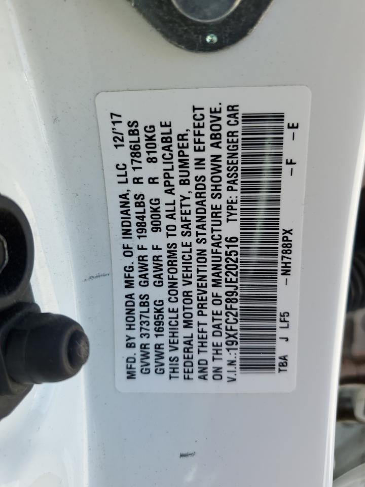 2018 Honda Civic Ex VIN: 19XFC2F89JE202516 Lot: 58956385
