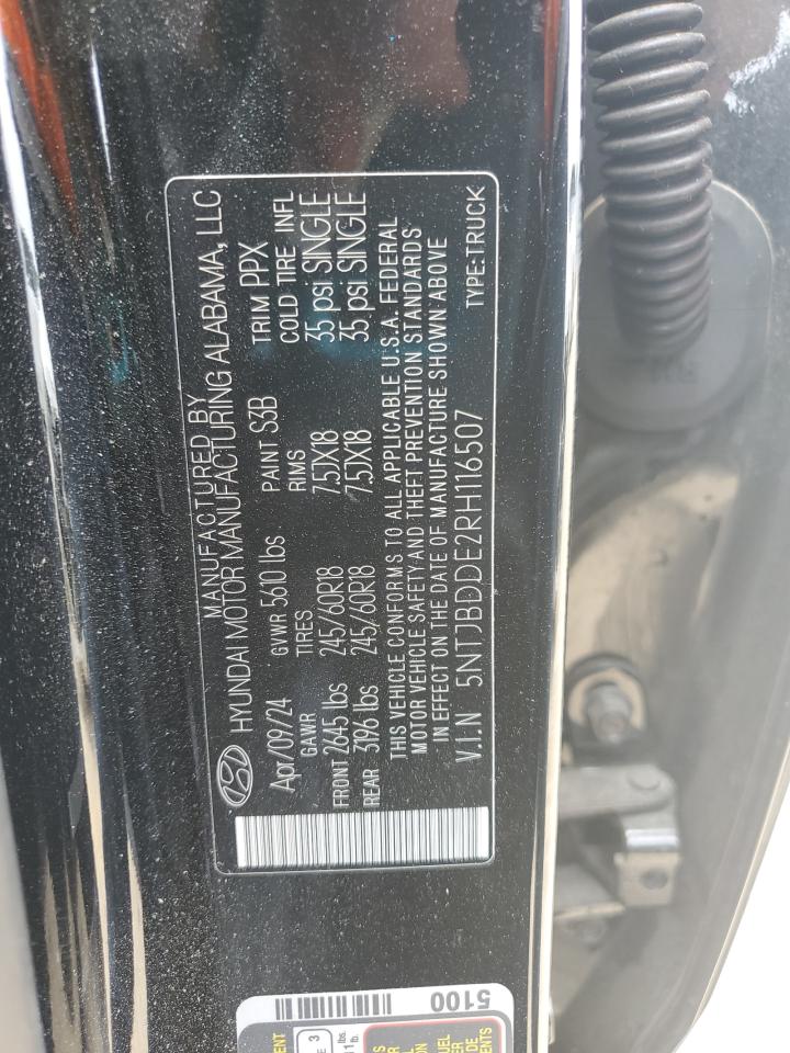 2024 Hyundai Santa Cruz Sel VIN: 5NTJBDDE2RH116507 Lot: 57337055