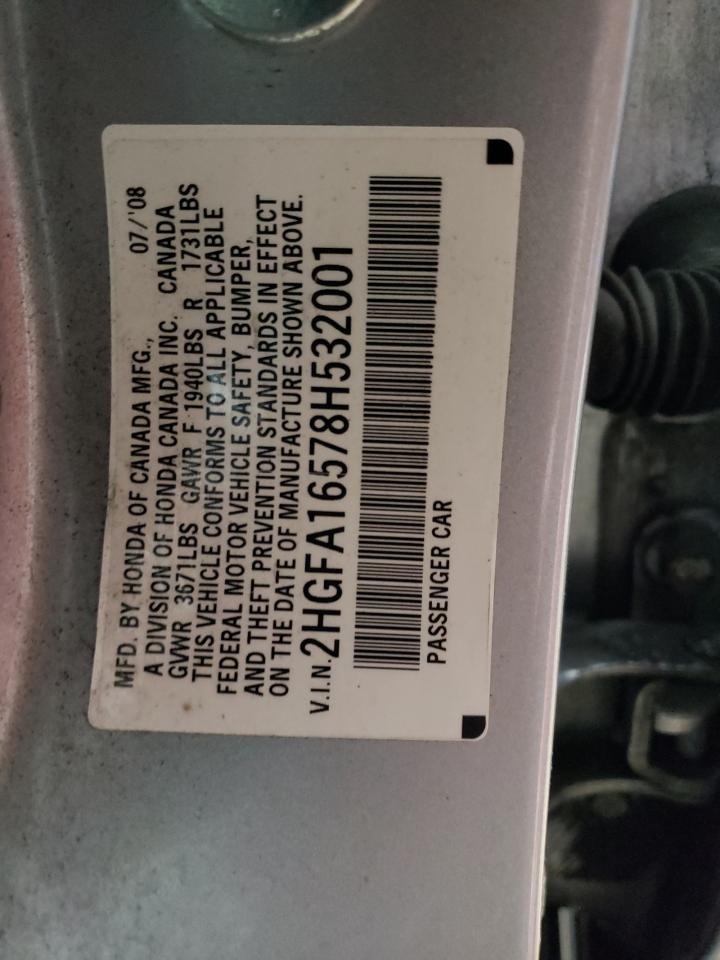 2008 Honda Civic Lx VIN: 2HGFA16578H532001 Lot: 56640475