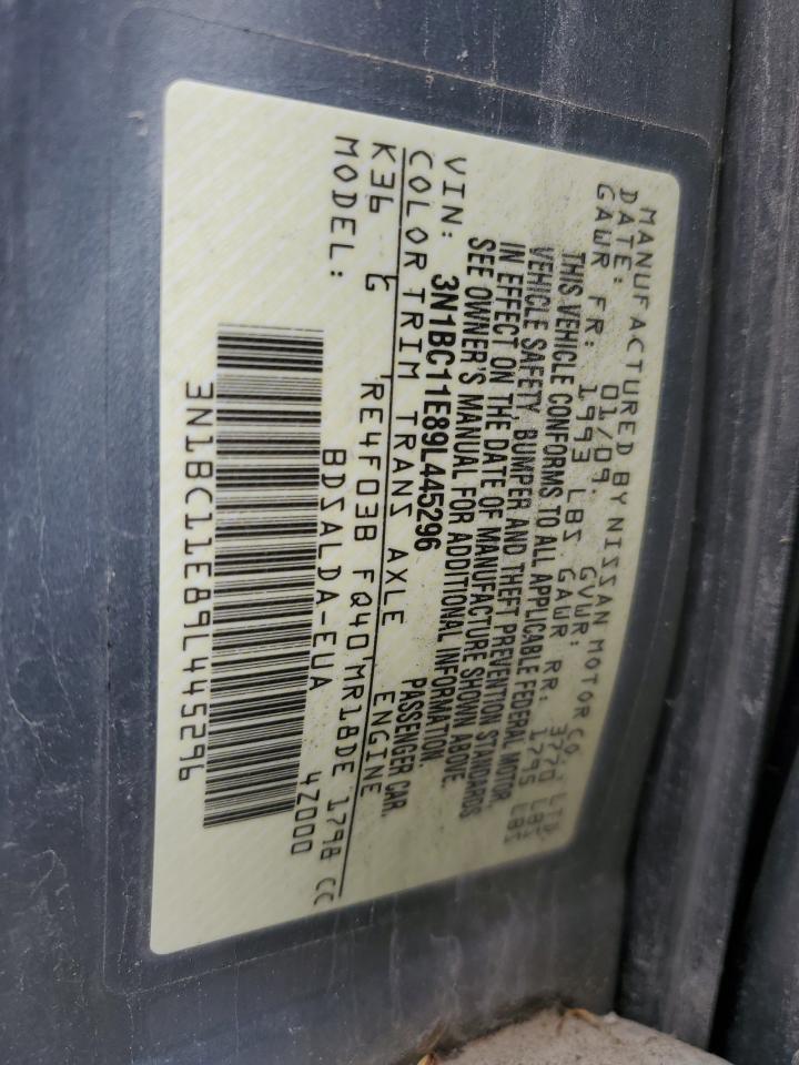 2009 Nissan Versa S VIN: 3N1BC11E89L445296 Lot: 56551445