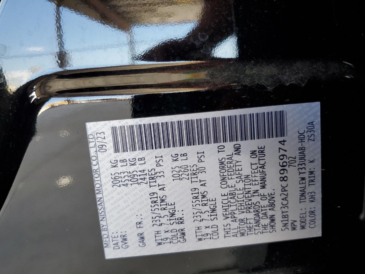 2023 Nissan Rogue Sl VIN: 5N1BT3CA2PC896974 Lot: 57097625